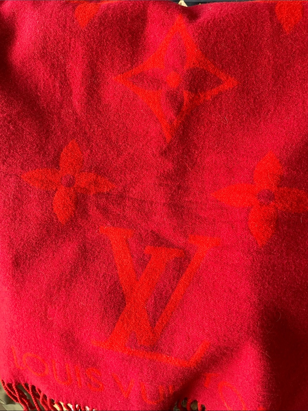 Louis Vuitton Red Monogram Jacquard Throw
